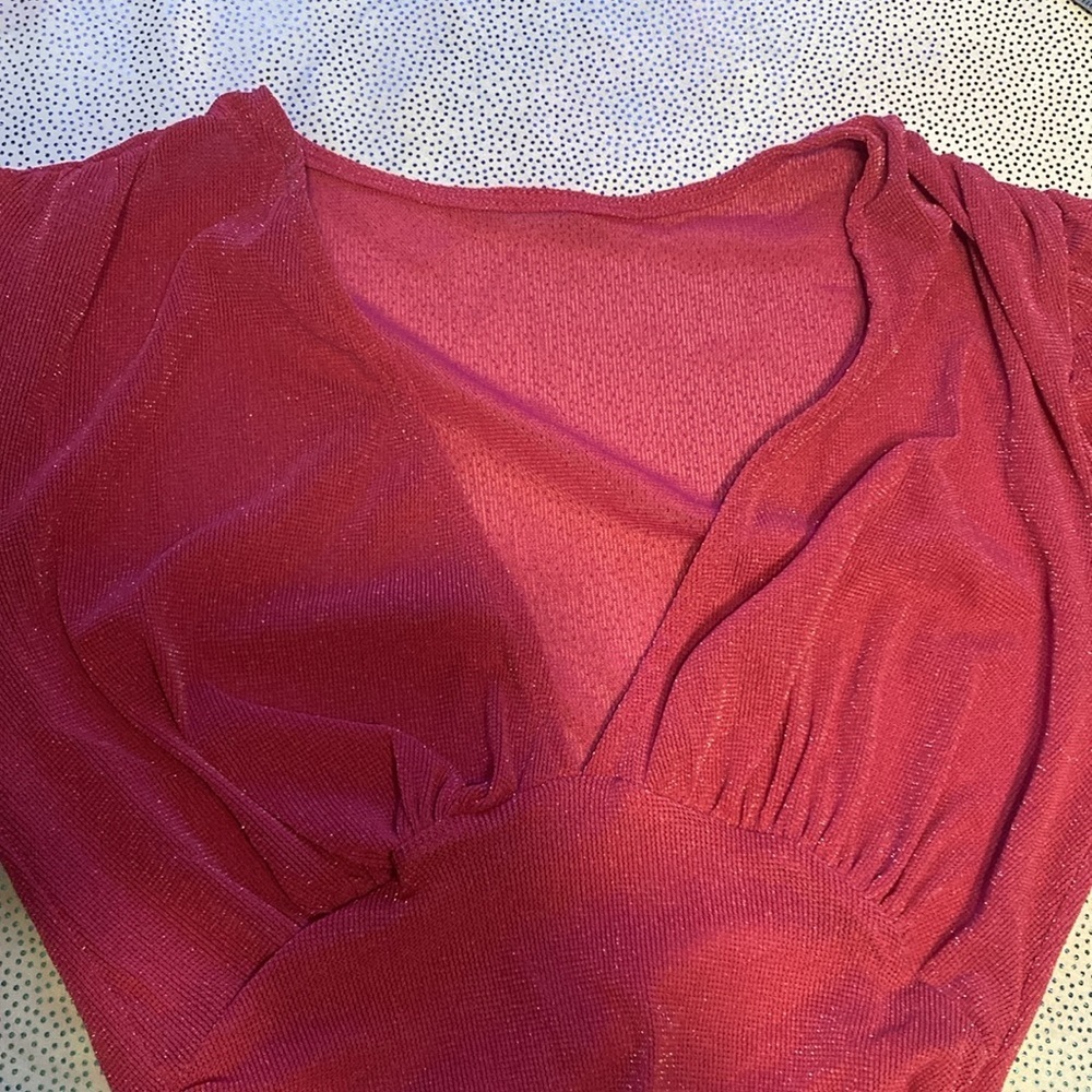 SHEIN Slayr Deep V-Neck Lantern Sleeve Bodysuit size S new without tag - Picture 14 of 16